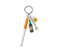 Piceioep Llavero realista con botella de cerveza pequeña y taza de cerveza, elegante accesorio de cadena para cartera, cartera o bolso, regalo único divertido, llavero creativo y realista