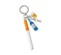 Piceioep Llavero realista con botella de cerveza pequeña y taza de cerveza, elegante accesorio de cadena para cartera, cartera o bolso, regalo único divertido, llavero creativo y realista