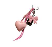 Piceioep Llavero único en forma de corazón con delicado acento de cinta y apariencia de postre, bolso de, accesorio para bolso, dije para mujeres y niñas, elegante dije para mochila, bolso, bolso