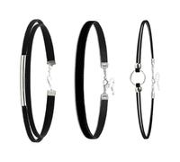 Piceioep Par de collares textiles negros resistentes a las alergias con cadena de 30 cm + 5 cm, materiales resistentes para capas sensibles y elegantes, gargantillas negras, talla única, como se