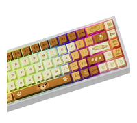 Piceioep Perfil Original Teclas Tema Bread Bear Materiales PBT 74 Teclas Transparentes Impresión Lateral para Varios diseños de Teclado Perfil Original