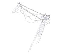Piceioep Perlas con cuentas Borlas multicapa Cadena de cintura ajustable Joyería corporal para mujeres Ideal para veranos y ocasiones especiales Flecos de perlas