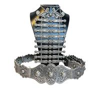 Piceioep Placa de pecho en relieve y cinturón Aleaciones de zinc Atuendos tradicionales de novios caucásicos Durabilidad Cinturón de cintura Novios decorativos con armaduras de pecho