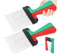 Pick de cabello de metal 2 PCS peine con selección de metal 3.2x7.1 '' 12 pies Picket de cabello plegable con mango de plástico Pick Pick Pein para mejorar la textura y el volumen del cabello