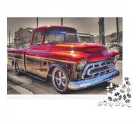 Pick Up Clásico Rojo Puzzle para Adultos Puzzle de 1000 Piezas Escena Callejera Relajante Decoración Regalo 70x50cm/1000pcs