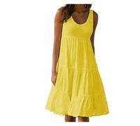 Pickelect Dress, 2025 Women's Solid Bodycon Sleeveless Backless Dresses(Yellow,XL)
