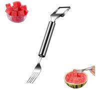 Pickelect Fruit Cutter, 2-in-1 Fruit Cutter & Fork for Quick and Easy Fruit Serving, Stainless Steel, Portable & Effortless Water Melon Forks Slicer Kitchen Tool (1)