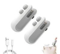 Pickelect Mini Bag Sealer with Cutter and Magnet, Portable Snack Plastic Bag Heat Sealing Machine, for Snacks Vegetable Fresh Storage(White,2PCS)