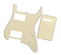 Pickguard Backplate Set Golpeador de guitarra eléctrica con placa protectora contra arañazos placa posterior HH y tornillos para guitarras estilo FD ST 11 orificios(3 layers of light yellow)