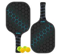 Pickle Ball Paddle Set de 2 - Juego de racquet en interior y exterior | Remo de pepino de fibra de vidrio, 4 bolas de pepino, palas ergonómicas para niños y adultos