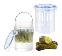 Pickle Jar Set for Kitchen - 45oz Leak-Proof Container, 2PCS Transparent Pickle Holder with Strainer | Storage for Fruits, Vegetables, Olive, Cucumbers, Cheese, Berries, Carrots