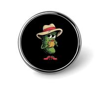 Pickle Playing The Harmonica Custom Pin Lapel Pins Round Badge Brooches Clothing Decoration for Women Men