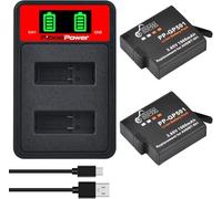 Pickle Power 2 pilas 1500mAh para gopro Hero 5/6, 2018, 7 + Cargador LED Rapid Tipo-C de 2 canales, AHDBT-501, compatible con Hero5 All Firmwares v02.00, v02.01