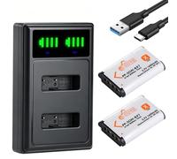 Pickle Power 2 unidades de batería NP-BX1 y cargador de 2 canales. Compatible con Sony NP-BX1, ZV-1, ZV-1 II, Cyber-Shot DSC-RX100, DSC-RX100 VII/VI/V/IV/III/II/VA (M7-M2), HDR-CX405, FDR-X3000, HX300