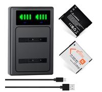 Pickle Power 2 unidades NP-BN1 batería y cargador para Sony Cyber-Shot DSC-WX30 WX50 WX100 WX150 WX200 DSC-TX5 TX10 TX20 TX100 DSC-W530 DSC -W570 DSC-W650 DSC-W800 DSC-W830 DSC-W330 y más