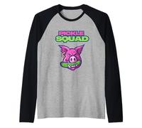Pickle Squad Funny Cute Hog Pig and Pickle Quirky Cartoon Camiseta Manga Raglan