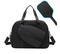 Pickleball Bag, Pickleballs Racket Sports Handbag with Shoe Compartment, Eather Film, Canvas Large Capacity Sports Racquet Paddle Storage Sling Handbag for Gym, Travel, Leisure, Tournament, 46 x 33 x