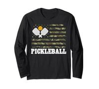 Pickleball Camo American Flag 4th of July Manga Larga