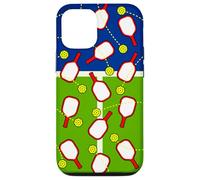 Pickleball Court Design with Red Paddles and Balls Carcasa para iPhone 12/12 Pro