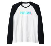 Pickleball Crew - Gráfico del Equipo con Letras a Mano Camiseta Manga Raglan