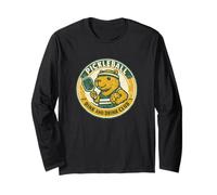 Pickleball Dink and Drink Club Capybara Insignia Retro Manga Larga