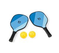 Pickleball GA524 - Juego completo de 2 palos de madera, 2 pelotas, red y bolsa de transporte, juego deportivo al aire libre para niños y adultos, promueve la resistencia, la motricidad y la