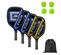 Pickleball - Juego de raquetas de remo para pickleball con 4 remos, 4 pelotas y 1 bolsa de transporte, para principiantes y jugadores de ocio, para exteriores e interiores (verde)