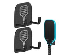 Pickleball Paddle Holder Rack - Pickleballs Paddles Wall Mount Display | 2 Pieces No-Drill Sports Equipment Storage Utility Hooks | Paddlee Holderr For Indoor Garage Bedroom Gym Workout