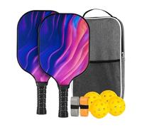 Pickleball Paddle Set, Lightweight Fiberglass Paddle Pair, Ergonomic Non-Slip Grip Design, Durable Shock-Absorbing Outdoor Sports Gear, for Women Men Boys Girls Home Exercise, 39.8cm Multicolor
