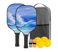 Pickleball Paddle Set, Lightweight Fiberglass Paddle Pair, Ergonomic Non-Slip Grip Design, Durable Shock-Absorbing Outdoor Sports Gear, for Women Men Boys Girls Home Exercise, 39.8cm Multicolor