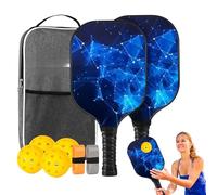 Pickleball Paddle Set, Lightweight Fiberglass Paddle Pair, Ergonomic Non-Slip Grip Design, Durable Shock-Absorbing Outdoor Sports Gear, for Women Men Boys Girls Home Exercise, 39.8cm Multicolor