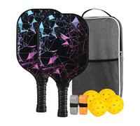 Pickleball Paddle Set, Lightweight Fiberglass Paddle Pair, Ergonomic Non-Slip Grip Design, Durable Shock-Absorbing Outdoor Sports Gear, for Women Men Boys Girls Home Exercise, 39.8cm Multicolor