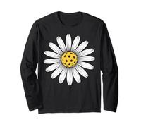 Pickleball Player Daisy Retro Flower Vibes Manga Larga