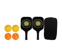 Pickleball Raquette Set 2 Raquetas 4 Bolas Raqueta Ligera de Fibra de Carbono Pickleball para Amarillo Negro al Aire