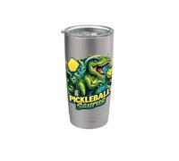 Pickleball Rex Dinosaurio Divertido Jugador de Pickleball Vaso térmico de acero inoxidable de doble pared