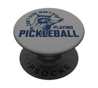 Pickleballer de Mapache Retro no Puede, para, no para, Pickleball PopSockets PopGrip Adhesivo