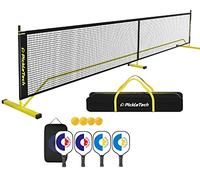 PICKLETECH - APB-PT22FT-SET-Y - Set Pickleball Pro - Red portátil 6,7 m - 4 Palas + 4 Pelotas + Bolsa - Equipamiento de Juego