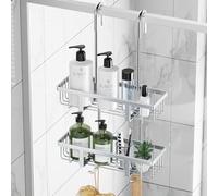 pickpiff Estante de ducha para colgar, estante de ducha, champú, soporte para ducha, puerta de cristal, cesta de ducha, sin agujeros, champú, gel de ducha, soporte de acero inoxidable, plata, H-57 cm