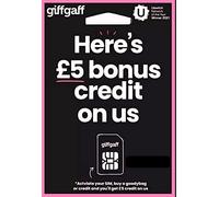 Pickpiff Tarjeta SIM Giffgaff O2 4G - Llamadas ilimitadas y texto en el Reino Unido, 5 bonos de crédito al topup inicial de £10, sin contrato, mensual rolling & pay as you go