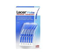 Lacer Picks interdentales Interproximal 30 uds, punta de goma triangular suave y flexible, sin metal