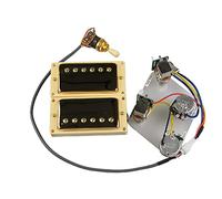 Pickups de guitarra eléctrica Pickups Humbucker Neck and Bridge Pickup 4C Cableado Arnés Push-Pull Single Cut Set para la guitarra For Gibson Juego de Pastillas Guitarra(Goldd Yellow Frame)