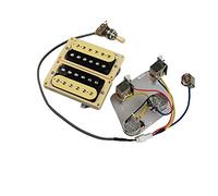 Pickups de guitarra eléctrica Pickups Humbucker Neck and Bridge Pickup 4C Cableado Arnés Push-Pull Single Cut Set para la guitarra For Gibson Juego de Pastillas Guitarra(Zebra Yellow Frame)