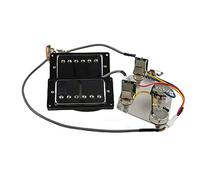 Pickups de guitarra eléctrica Pickups Humbucker Neck and Bridge Pickup 4C Cableado Arnés Push-Pull Single Cut Set para la guitarra For Gibson Juego de Pastillas Guitarra(Silver Black Frame)