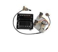 Pickups De Guitarra Humbucker Pickups Cuello Y Puente Pickup 4c Cableado Arnés Push-Pull Single Set para Gibson Epiphone Guitar Pastillas de Guitarra eléctrica (Color : Silver Black Frame)