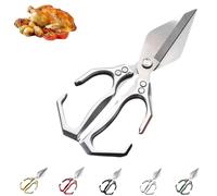 Piclas multifunción de tijeras de cocina,Tijeras ergonómicas 2 en 1,Tijeras de Acero cocina resistentes,con mango antideslizante para cortar carne, pollo, pescado, mariscos y frutos secos. (Silver)