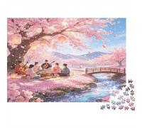 Picnic bajo cerezos Puzzle para Adultos Puzzle de 1000 Piezas Papel Paisaje Primaveral Actividad Familiar Alivio Estrés Decoración Hogar Regalo 70x50cm/1000pcs
