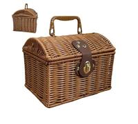 Picnic Basket - Sturdy Load- with Handle Lid Rustic Storage - 20x15x15cm Decorative Woven Picnic Basket - For Home Living Room Kitchen Farmhouse Outdoor Camping Travel Wedding Party