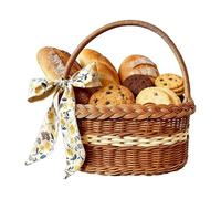 Picnic Basket - Woven Hamper Vessel, Imitation Rattan Market Bin, Decorative Ribbon Handle Case, Outdoor Harvest Carrier, Storage Category, Brown Willow Style Set for Beaches Gardens and Camping