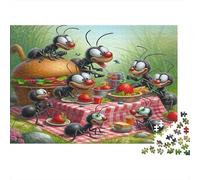 Picnic de Hormigas Puzzle de 1000 Piezas Papel para Adultos Escena de Picnic Puzzle para Toda la Familia Decoración Hogar 38x26cm/1000pcs