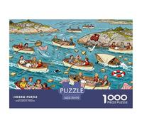 Picnic en Barco del archipiélago Sueco Puzzle De Madera Impermeable DIY Puzzles De 1000 Piezas para Adultos Divertido Rompecabezas Juegos Desafiantes